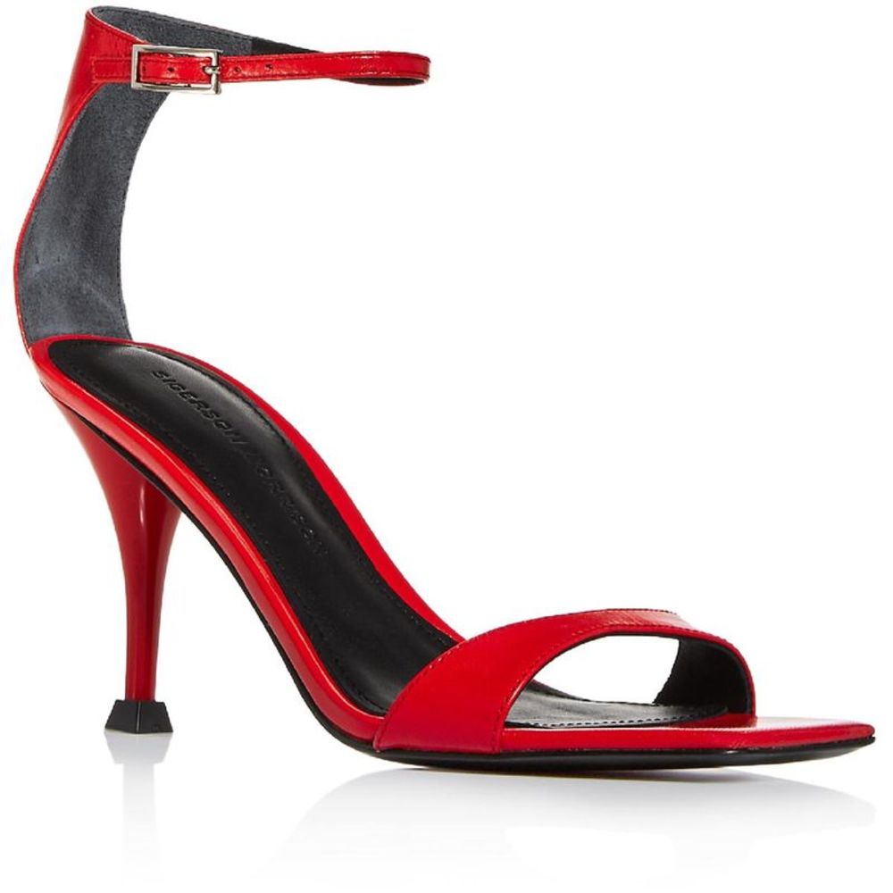 Sigerson Morrison Womens Carita Red Leather Ankle Strap Pumps Shoes NWT